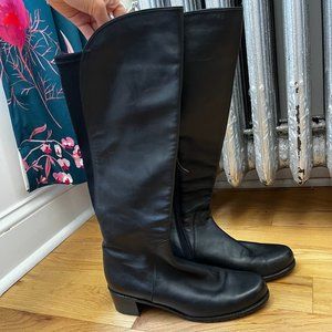 Stuart Weitzman Leather Boot with Stretch back 7.5 (with box and dust bag)